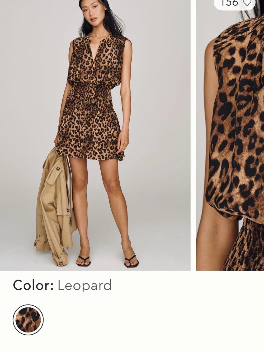 Anthropologie Leopard-Print Smocked Waist Mini Dress in Brown & Black